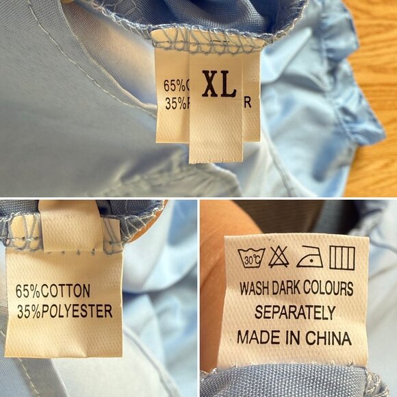 Blue Ruffled V Neck Blouse Womens XL Puff Sleeves Soft Girl Light Academia Offic - Picture 6 of 9